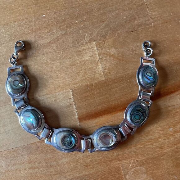 Sterling SILVER 925 ABALONE SHELL BRACELET NEW without tag - Picture 3 of 11